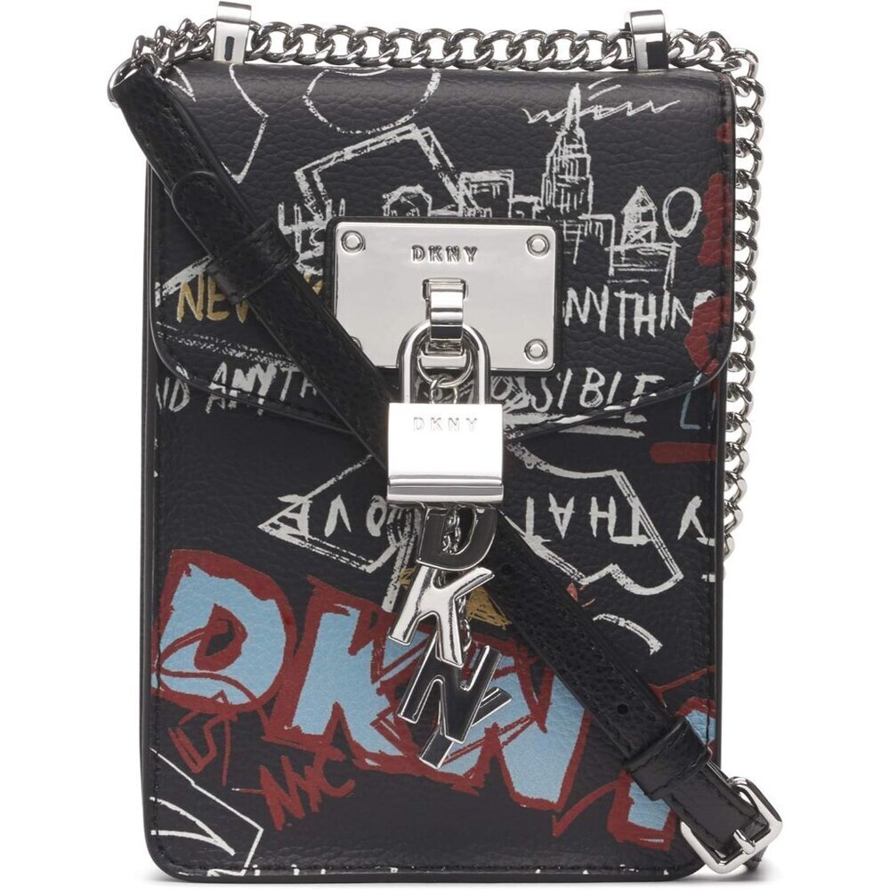 Women's Leather Crossbody Bag Graffiti Black Compact Multi-Style Shoppable